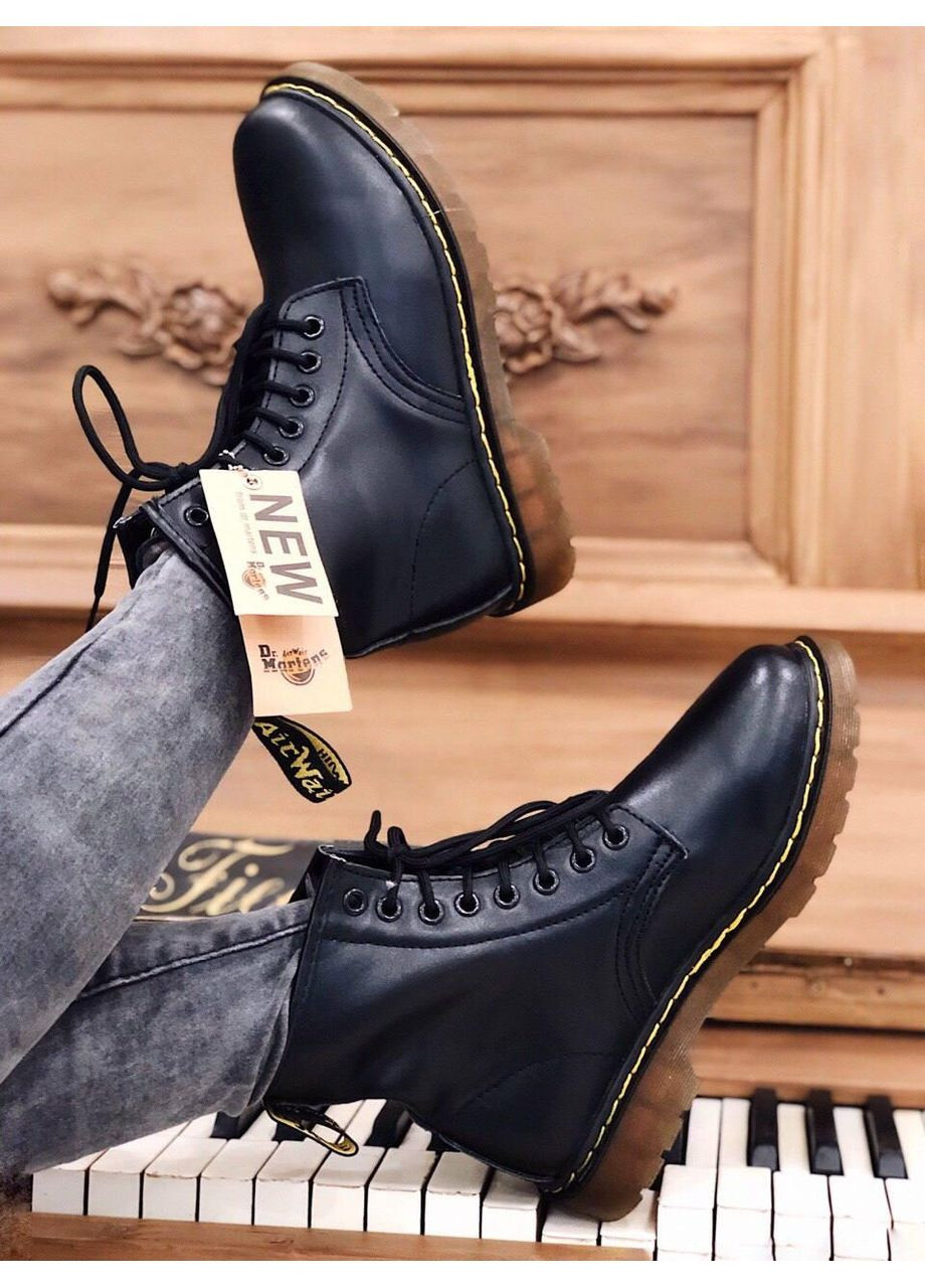 Черные зимние ботинки мужские dr. martens 1460 black 11822006 доктор мартинс (мех) берцы No Brand