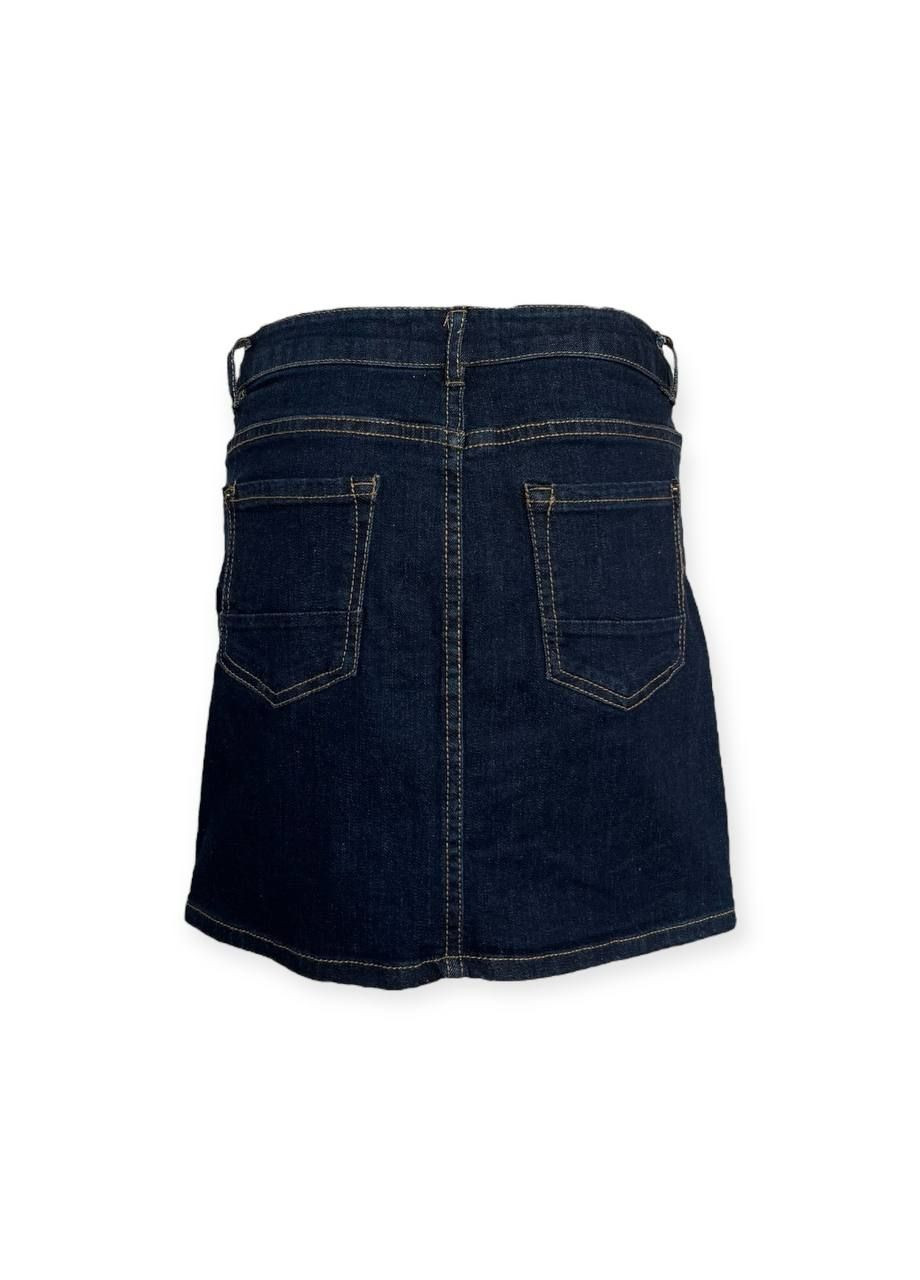 Темно-синяя повседневная однотонная юбка темно-синий Etam