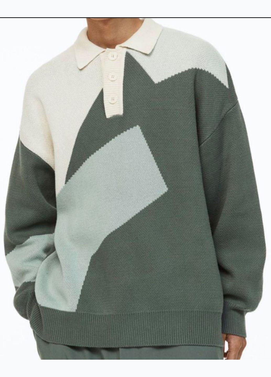 Оливковий демісезонний светр оверсайз H&M