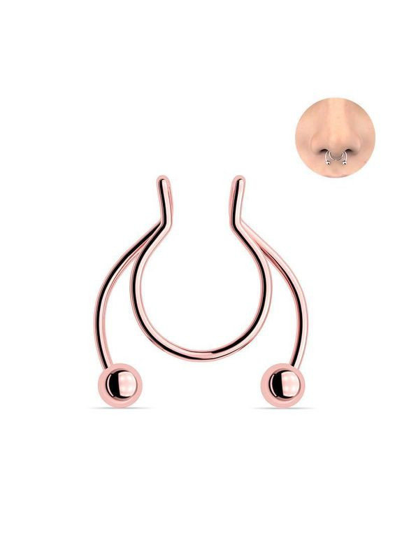 Фейковий септум обманка в ніс пірсинг кліпс Рожеве Золота без проколу No Brand (323652838)