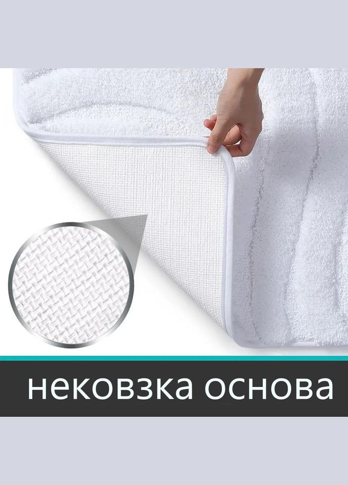 Антискользящий коврик в ванную 60х90 см белый Волны No Brand (291455821)