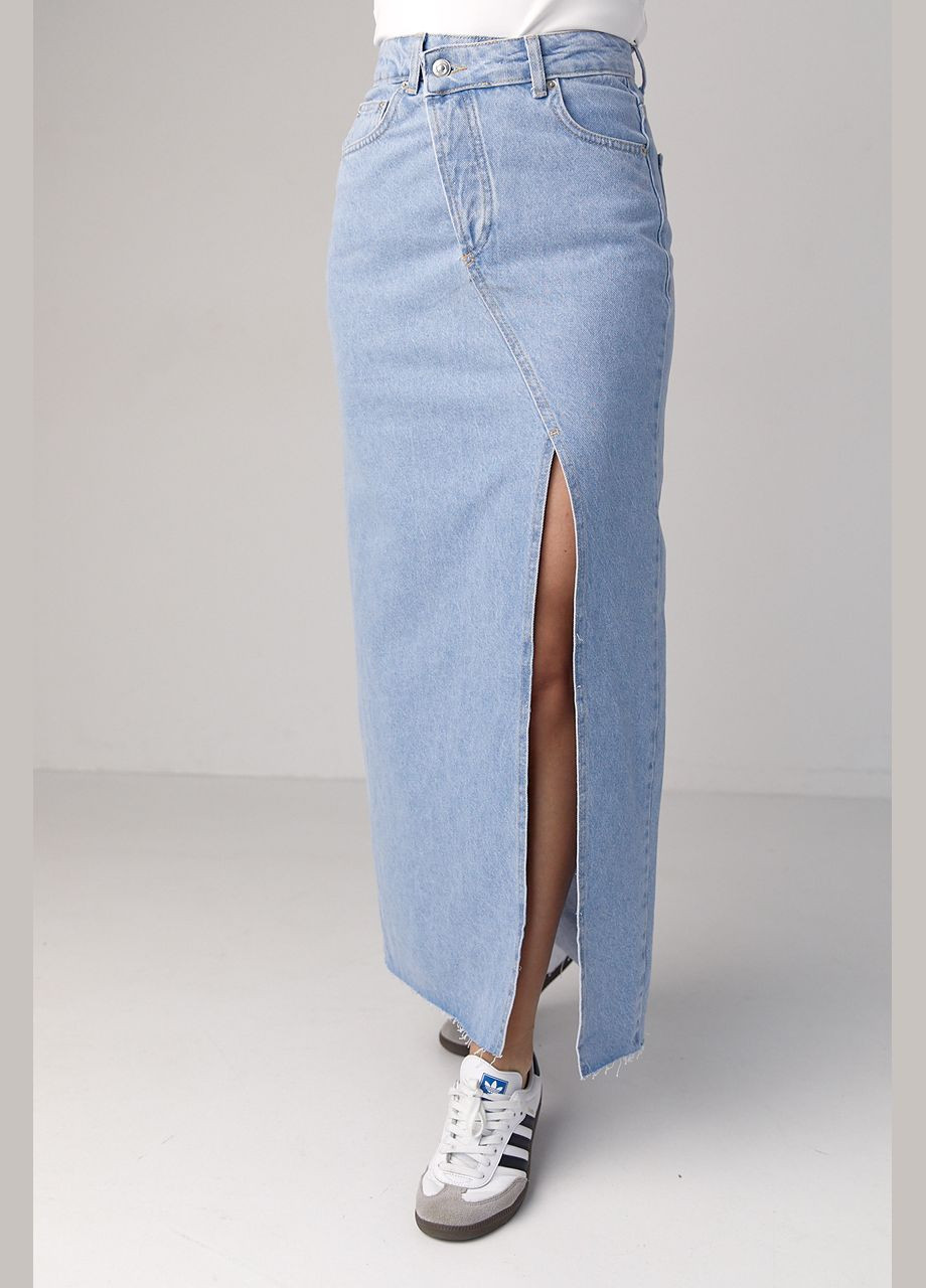 Джинсова спідниця з розрізом та бічним гульфіком Lurex (293814159)