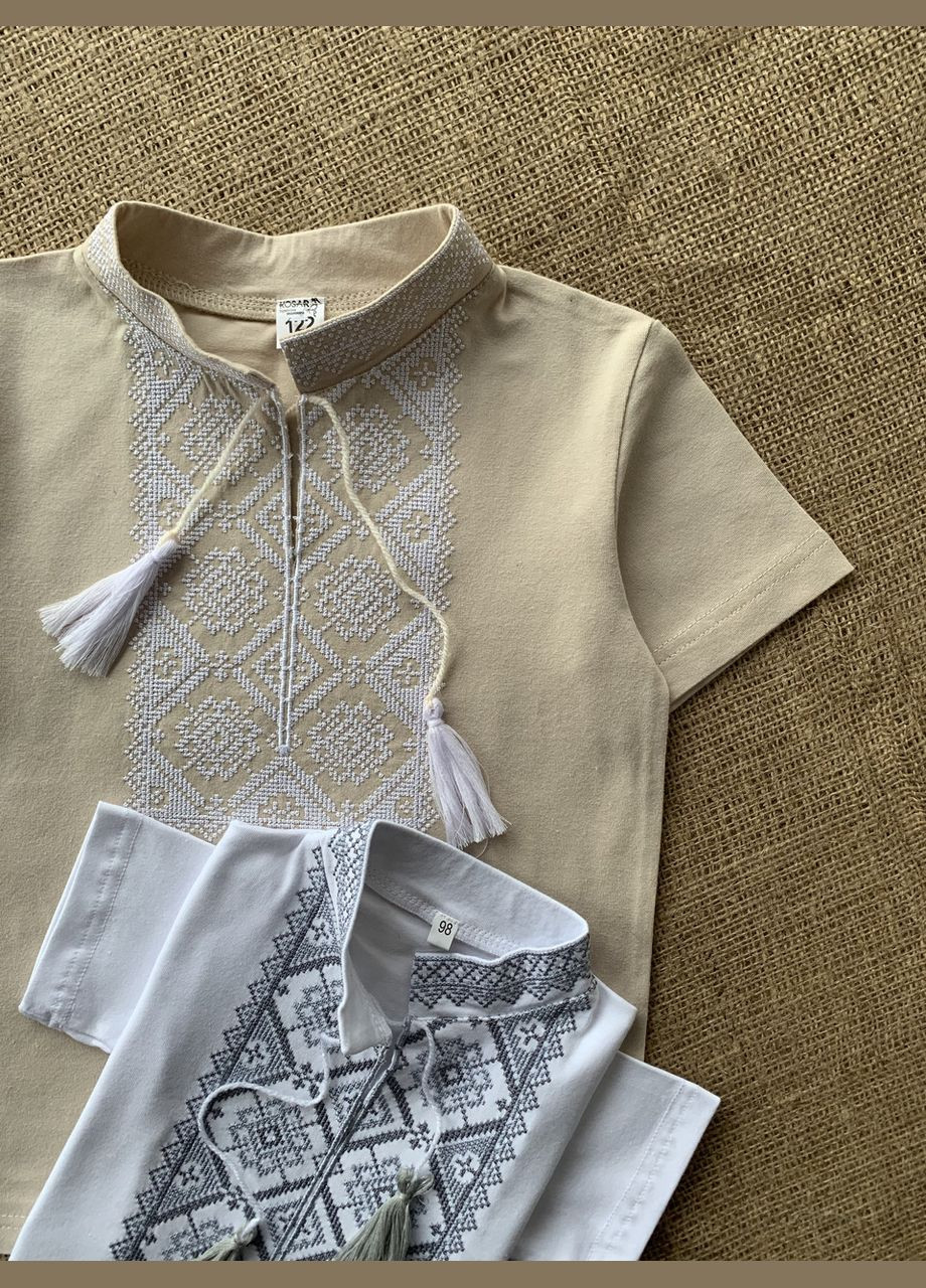 Футболка вишиванка дитяча для хлопчика бежева No Brand (341327671)