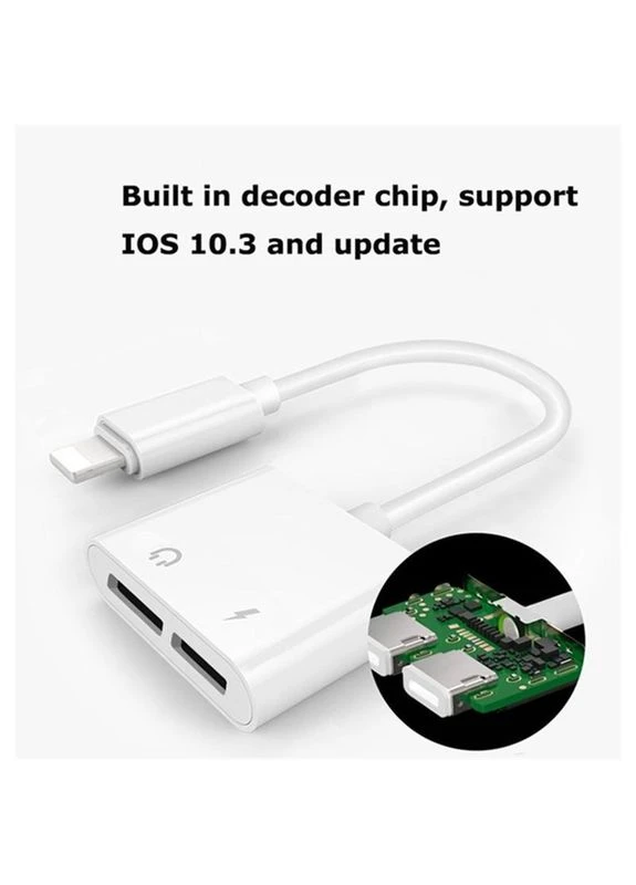 Перехідник для Iphone J-008, Dual Lightning Audio Charge Adapter, No Brand (387558918)