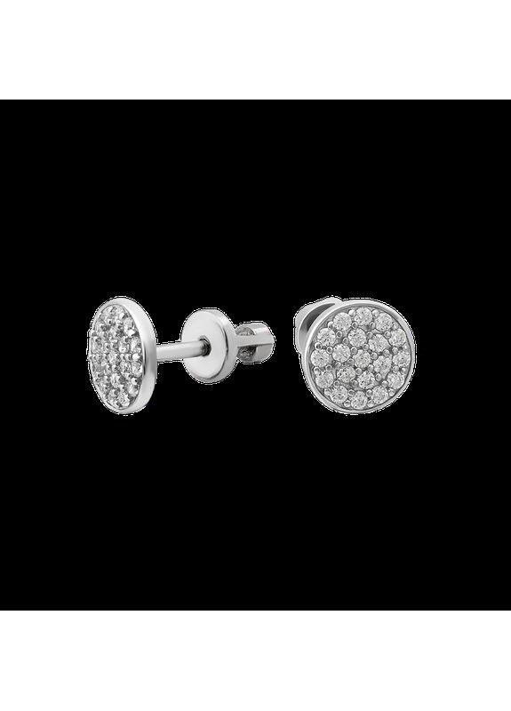 Серебряные серьги с аметистом и фианитами. Каштан (342335571)