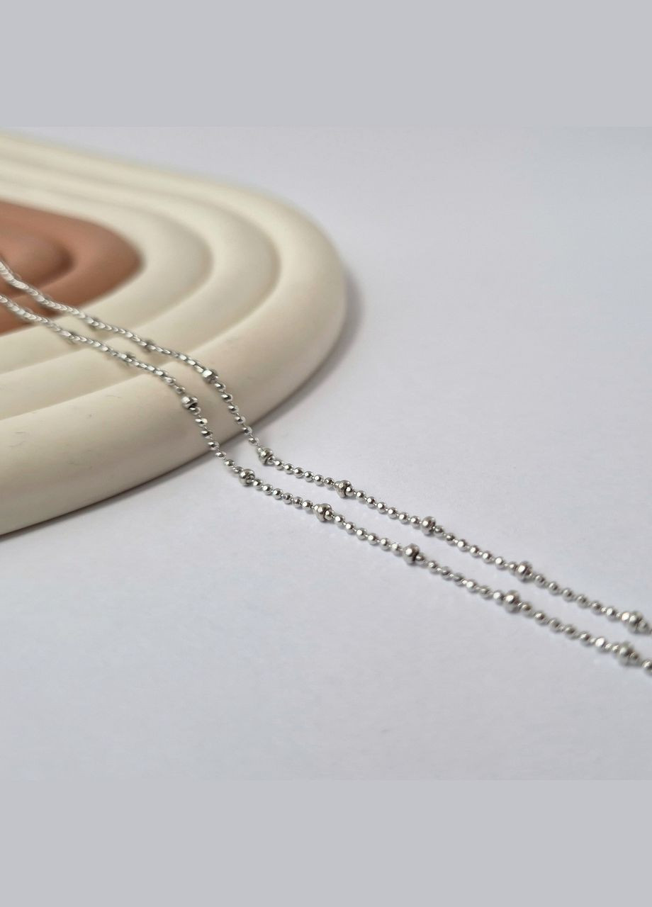 Серебряная цепочка см жемчужное плетение колье с шариками серебро 925 пробы Родированное 808р1/40 2.40г No Brand (323223217)