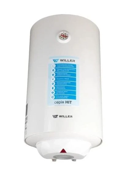 Водонагреватель EV50R-HIT, White, 1500W, 50л, вертикальный, мокрый ТЭН, механическое управление, терморегулятор, термозащита, IPX4 WILLER