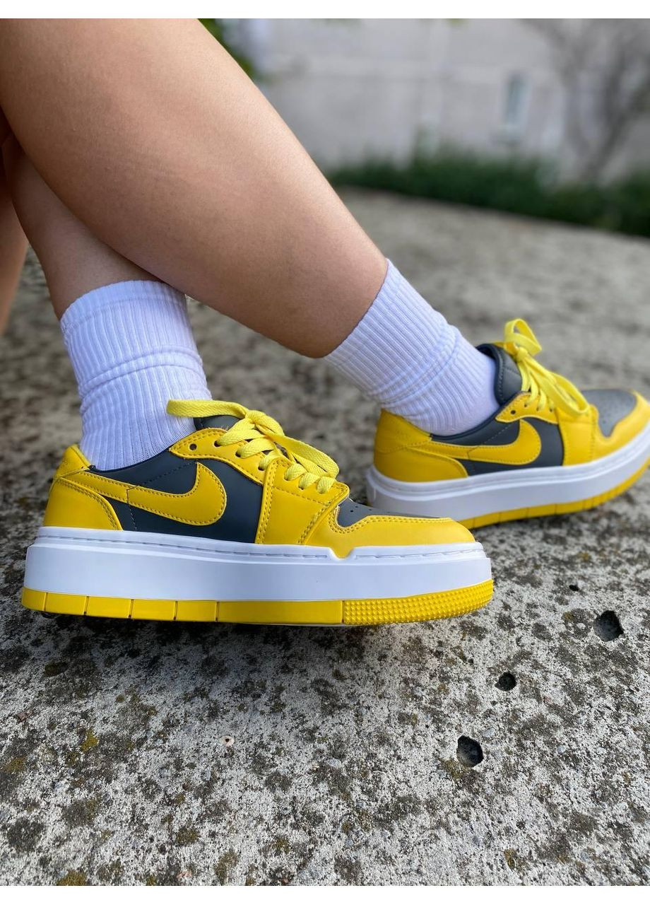 КРОССОВКИ ЖЕНСКИЕ NIKE AIR JORDAN 1 LOW ELEVATE YELLOW GREY DH7004-017 НАЙК АИР ДЖОРДАН No Brand серые демисезоны (368870125)