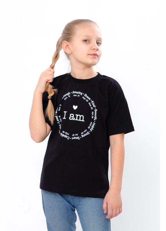 Чорна літня футболка для дівчинки Носи своє