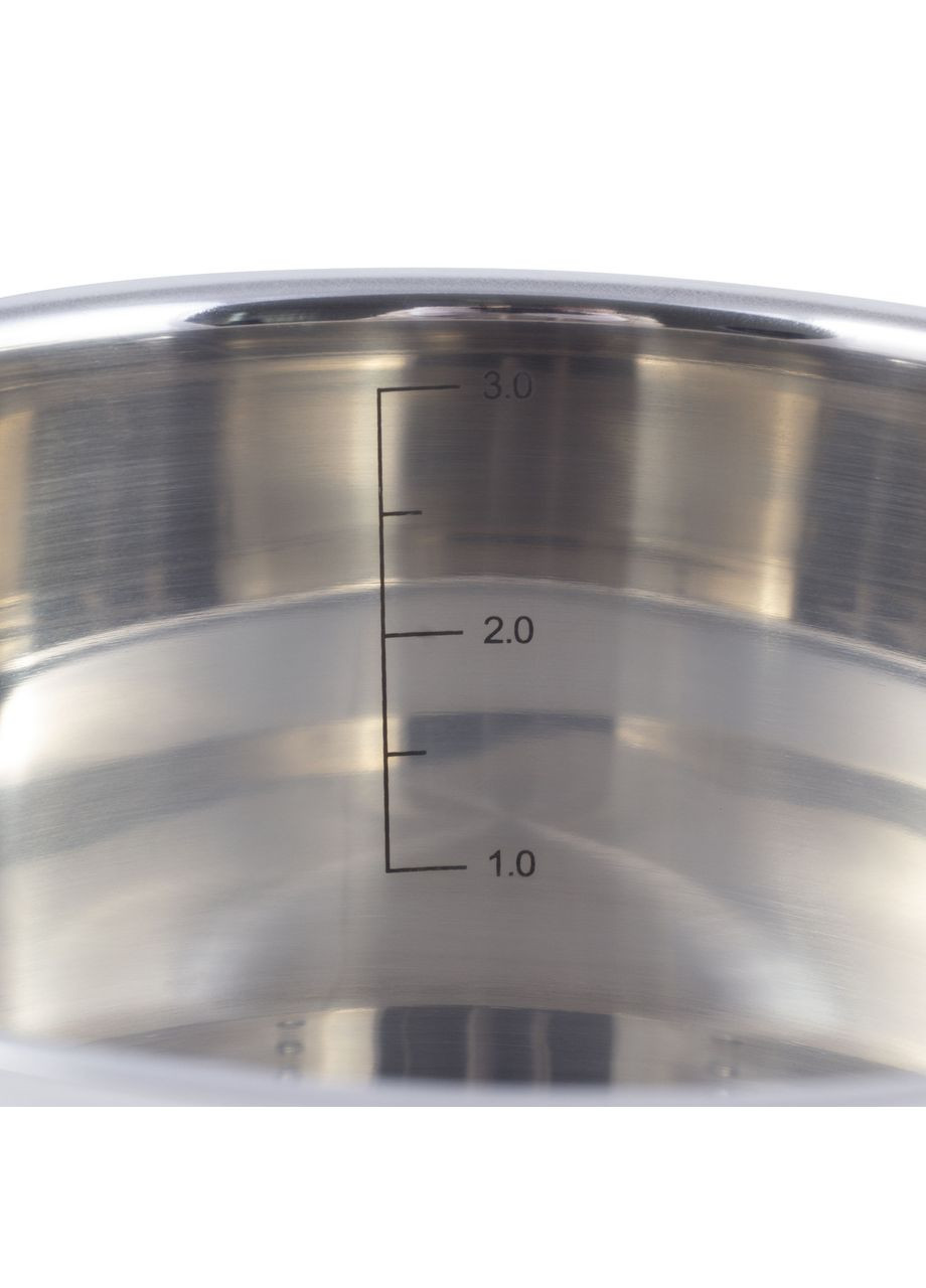 Каструля з кришкою 3,1 л з нержавіючої сталі для приготування їжі для індукції і газу KM-5855 Kamille (371898227)