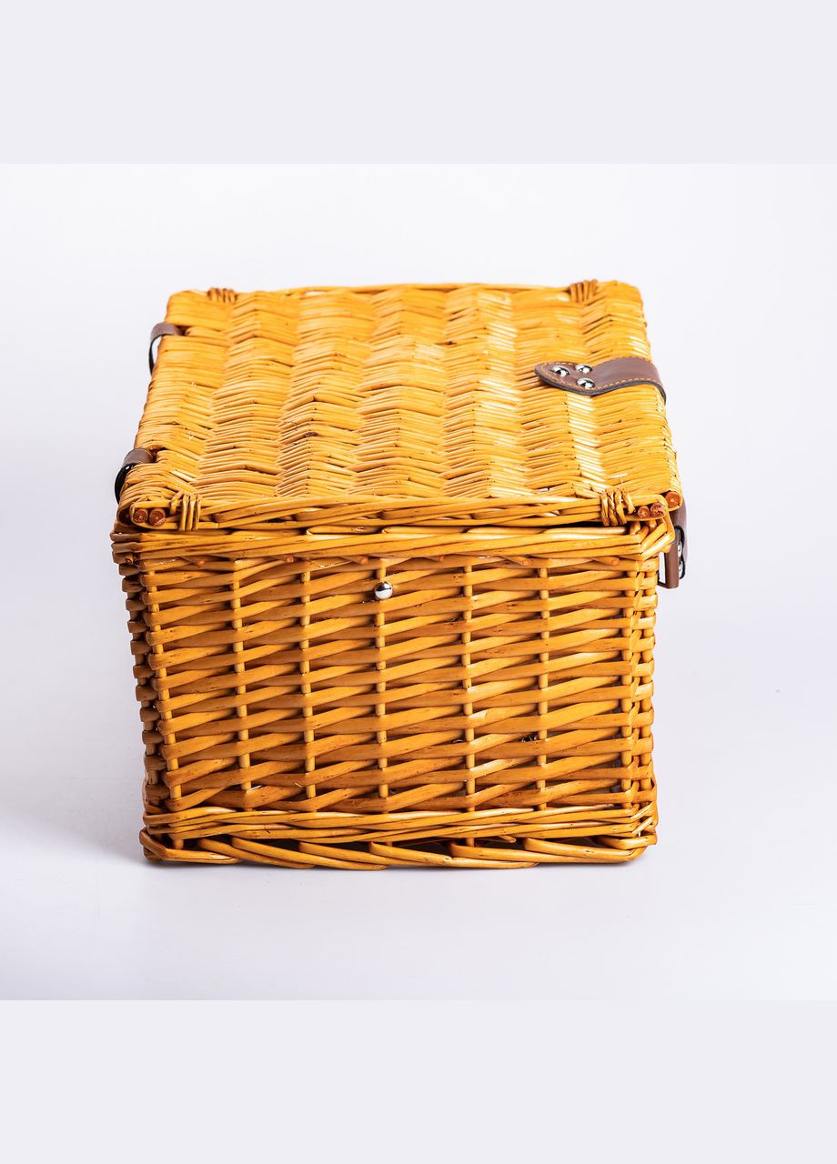 Кошик плетений для пікніка з посудом на 4 персони 42х28х20 см набір посуду туристичний для кемпінгу LUGI (331785078)