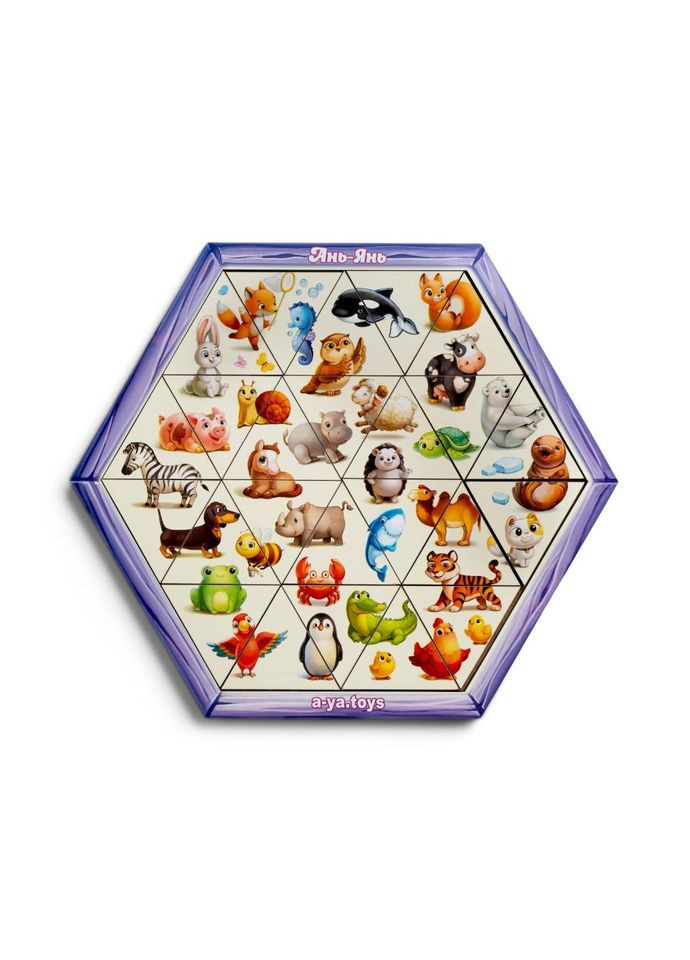 Деревянный головоломка "Животные" Ubumblebees (ПСД169) PSD169 шестиугольник No Brand (330603011)