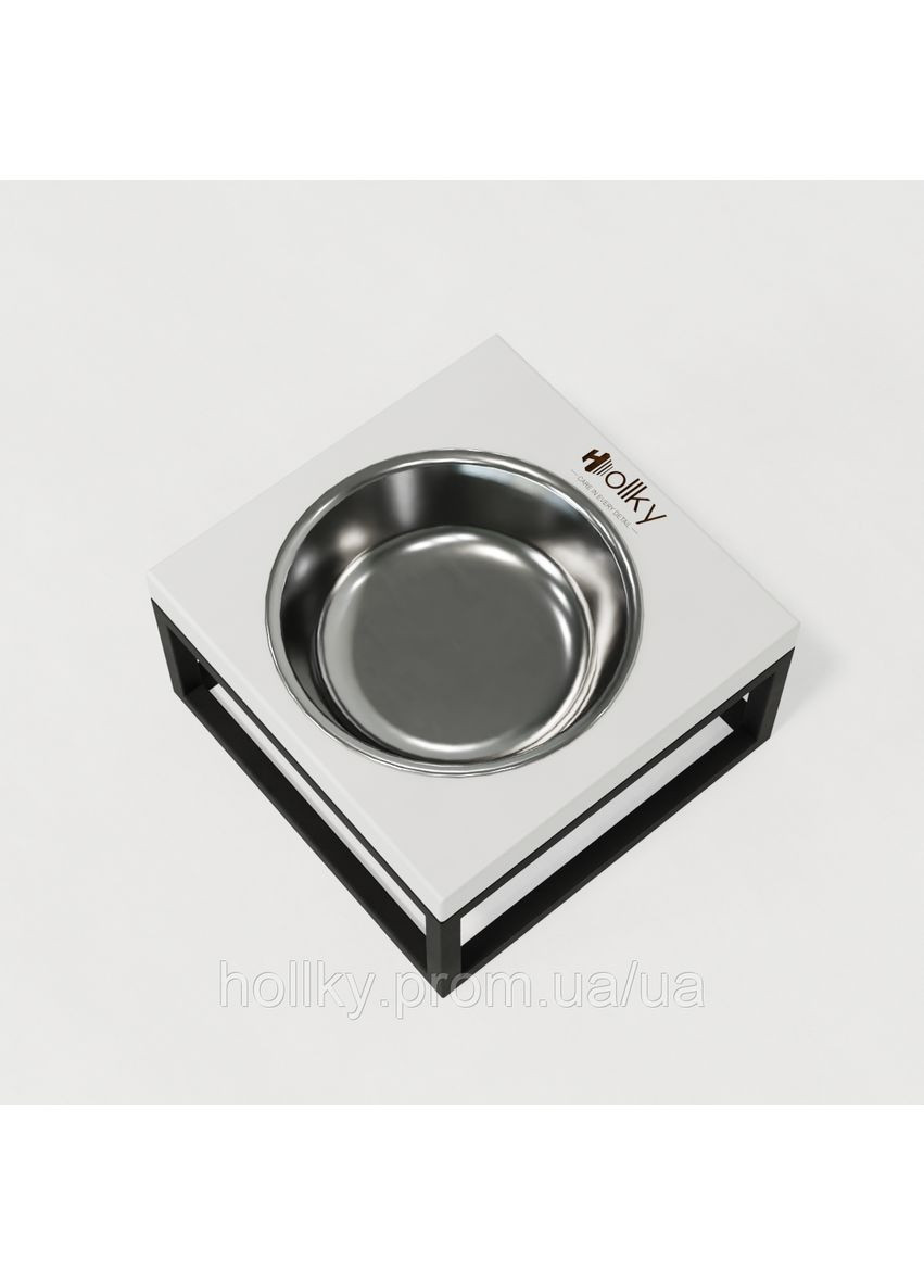 Миска на підставці для котів і маленьких собак Base Solo S (1 × 0,45 л) Solo S-18187-BLWH Hollky (365652784)