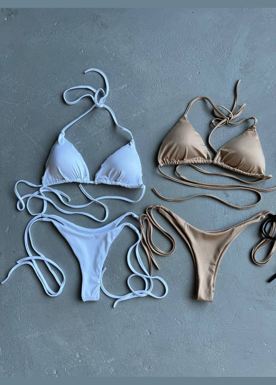 Белый женский купальник на завязках с чашками. раздельный Avanti