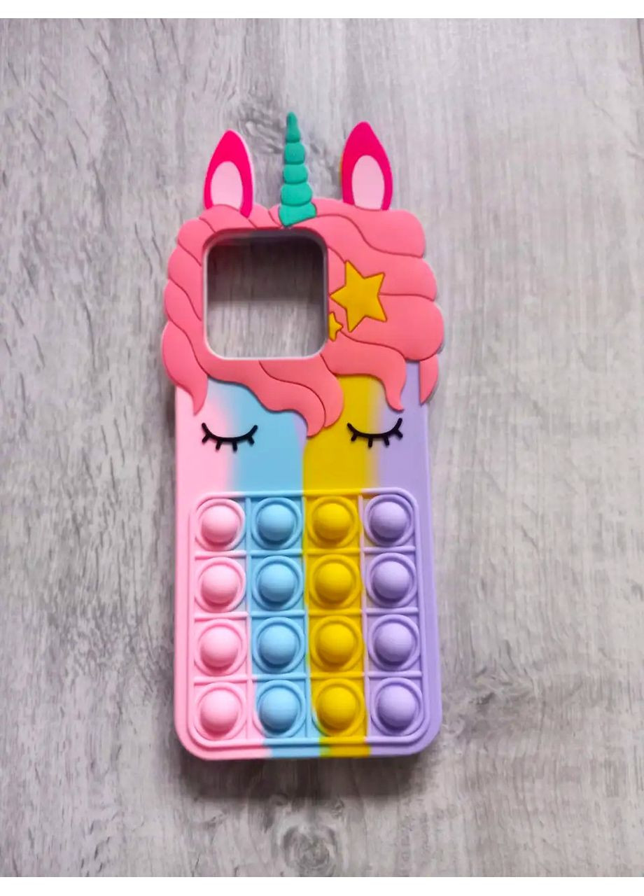 Чехол Pop it для Redmi 10c Единорог Попит антистресс силиконовый детский радужный Xiaomi (360896986)