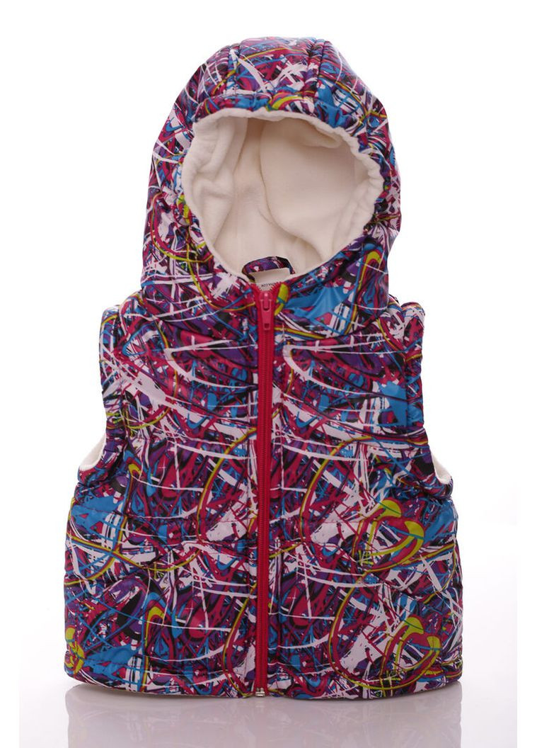 Жилетка на флісі з кишенями та капюшоном з принтом павутинки малинова 104 см (45039) BABYKROHA (315721636)