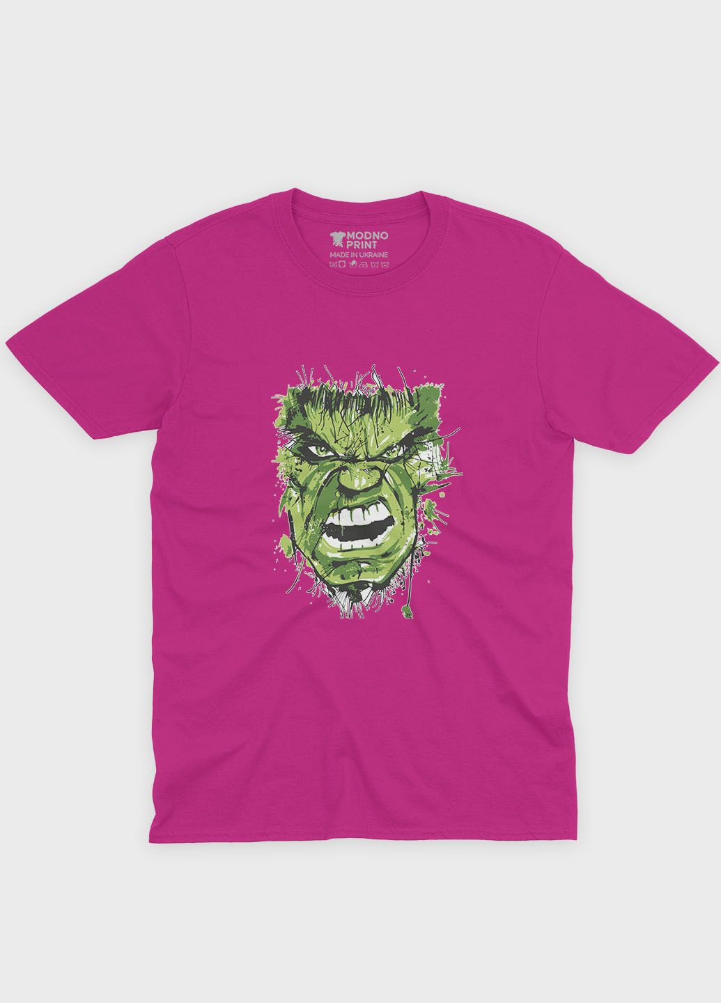 Розовая демисезонная футболка для мальчика с принтом супергероя - халк (ts001-1-fuxj-006-018-012-b) Modno