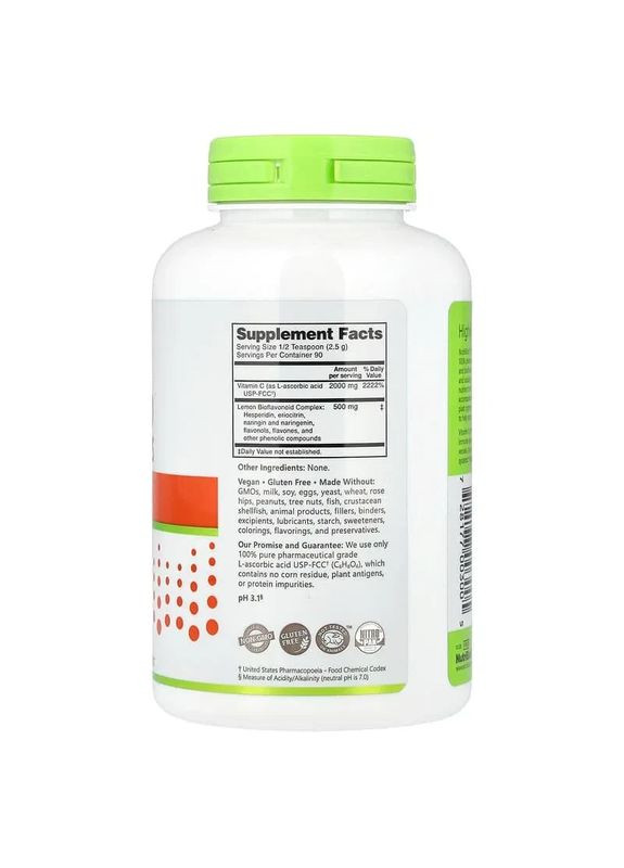 Аскорбінова кислота з біофлавоноїдами у порошку Ascorbic Acid with Bioflavonoids, 227 г NutriBiotic (361115457)