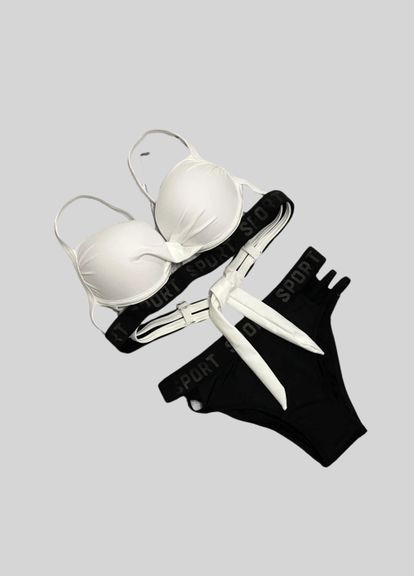 Черно-белый летний купальник женский черно-белый 39290 раздельный Sisianna купальник жіночій