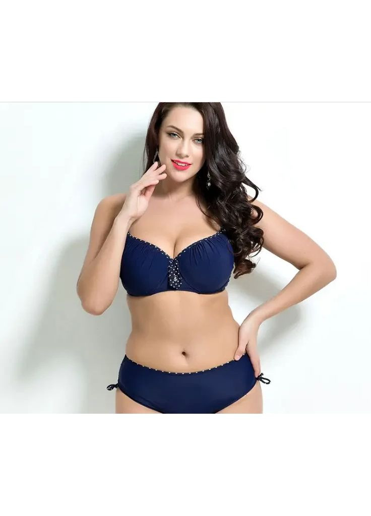 Синий летний раздельный купальник с косточками и жестким пушапом. раздельный купальник на бретелях No Brand