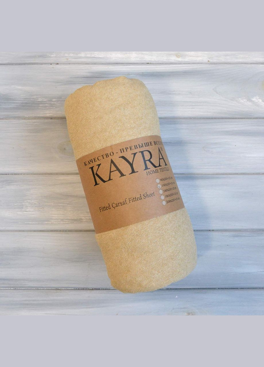 Простирадло 90x200+25см махрове на резинці Бежеве Kayra (318387346)