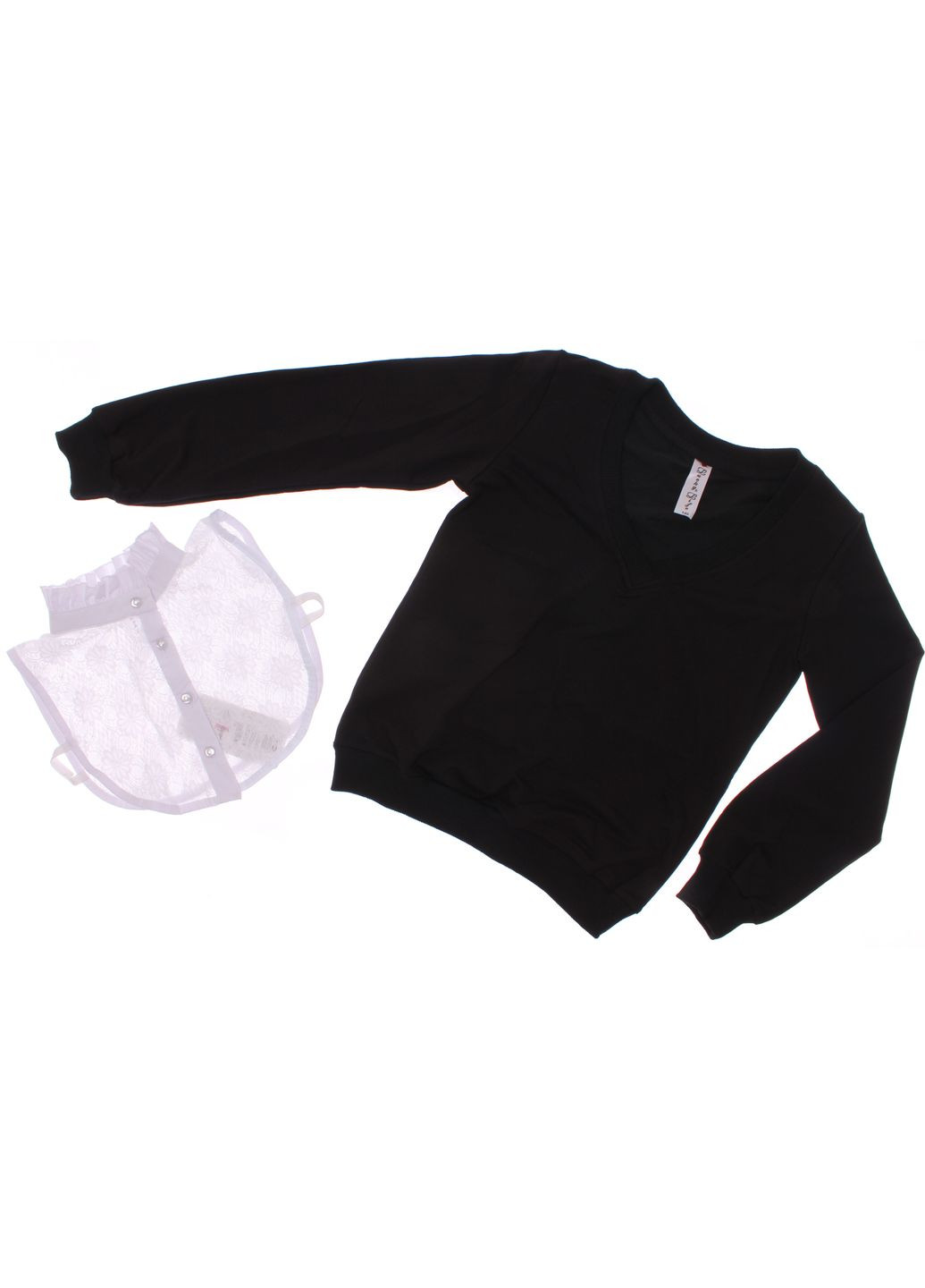 Чорний зимній джемпер + комірець 3028 чорний Lucky Life