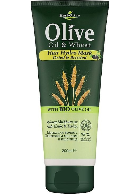 Увлажняющая маска для волос с пшеницей HerbOlive Olive Oil & Wheat Hair Hydro Mask 200ml (1415103-31100151) Madis (368649159)