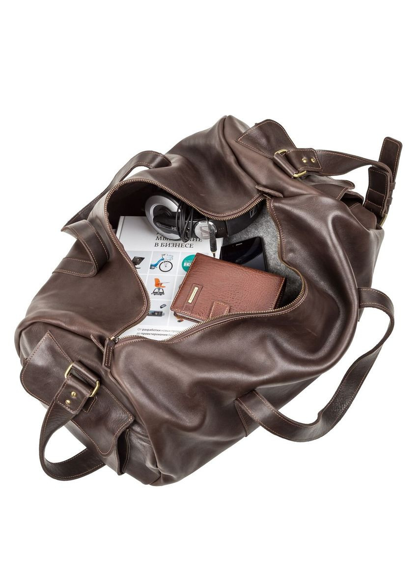 Сумка дорожня Grande Pelle коричнева з натуральної шкіри (sku_11044) No Brand (327819551)
