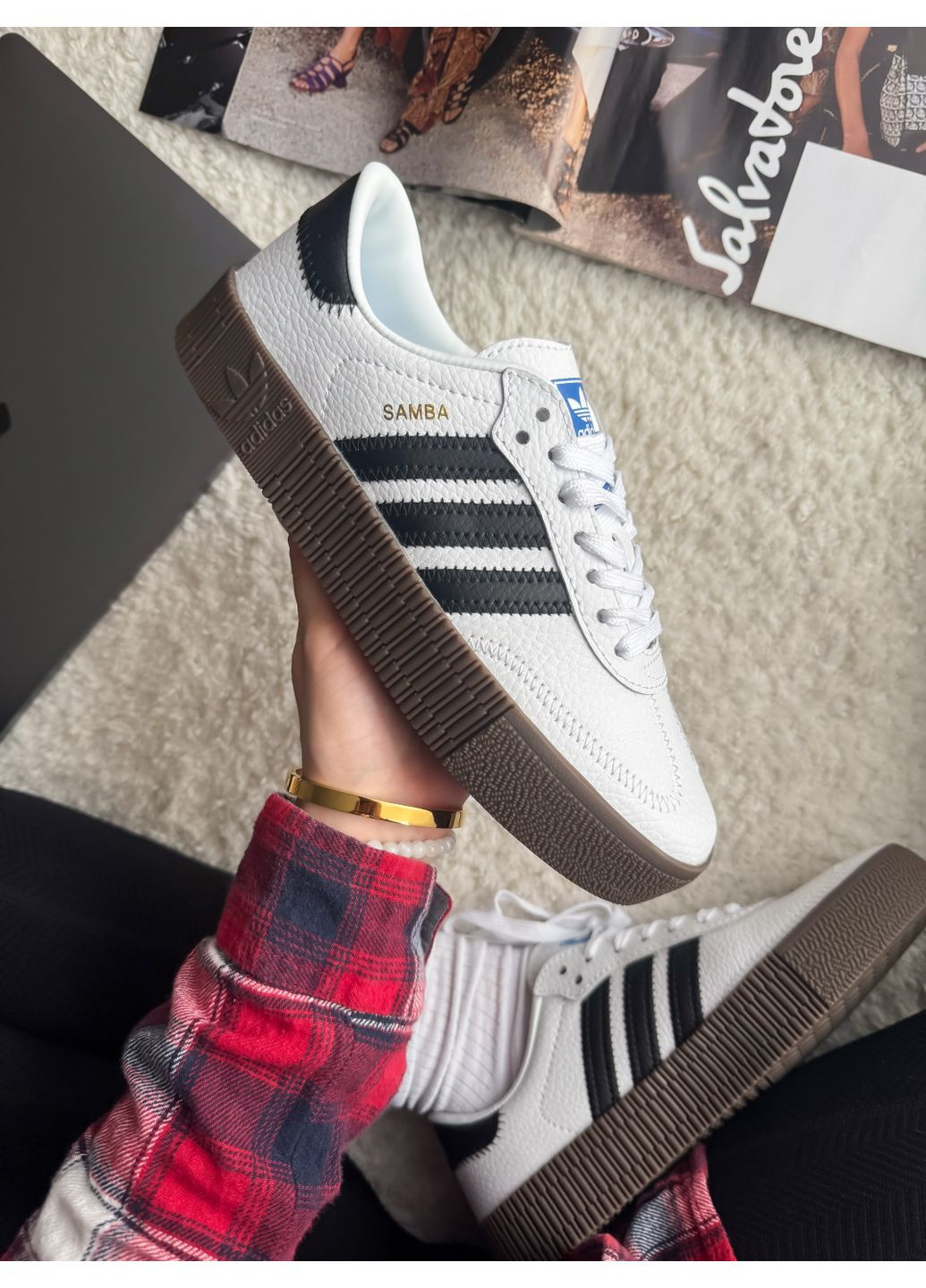 Кросівки жіночі і чоловічі Adidas Samba White Black | Адідас Самба білі No Brand білі демісезони (348782817)