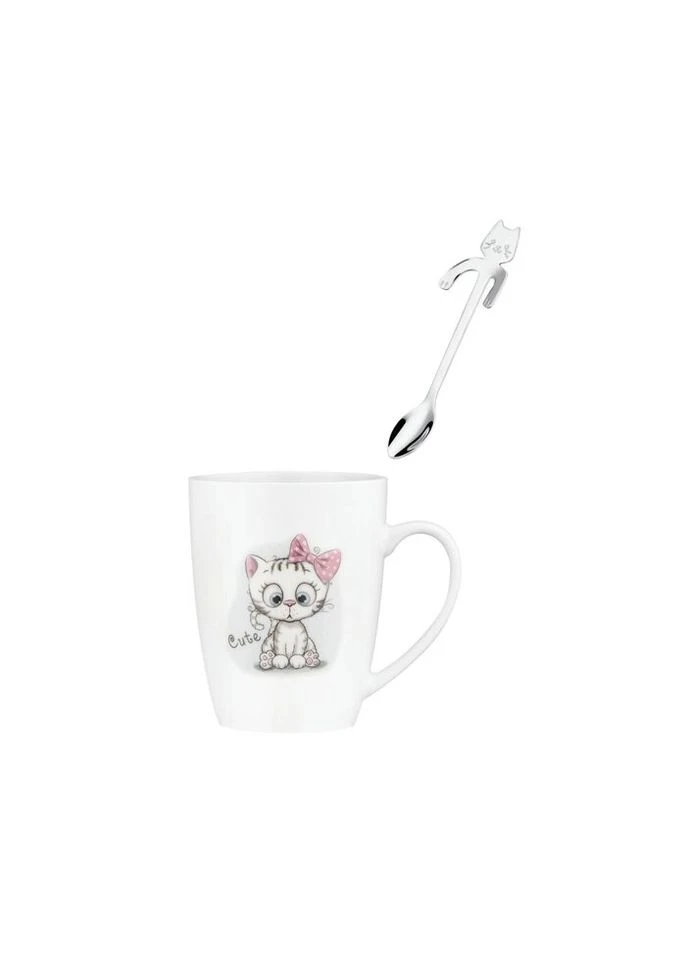 Чашка Cute, 320мл, фарфор, нержавіюча сталь, білий (AR3040BS) Ardesto (315322883)