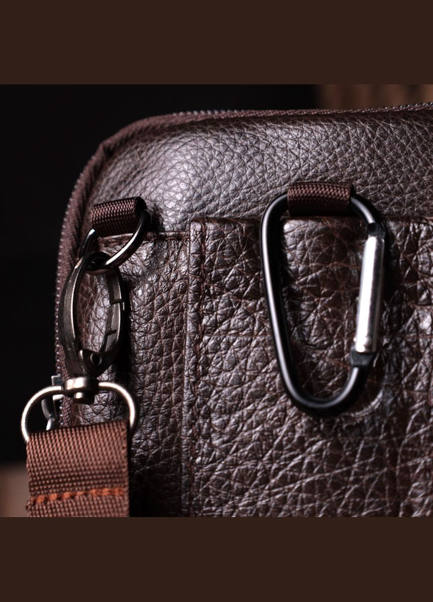 Сумка чоловіча через плече шкіряна бананка 22141 Коричневий Vintage (302008971)