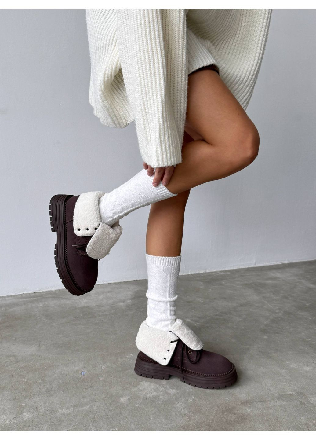 Зимние зимние ботинки teddy Helen из натуральной замши