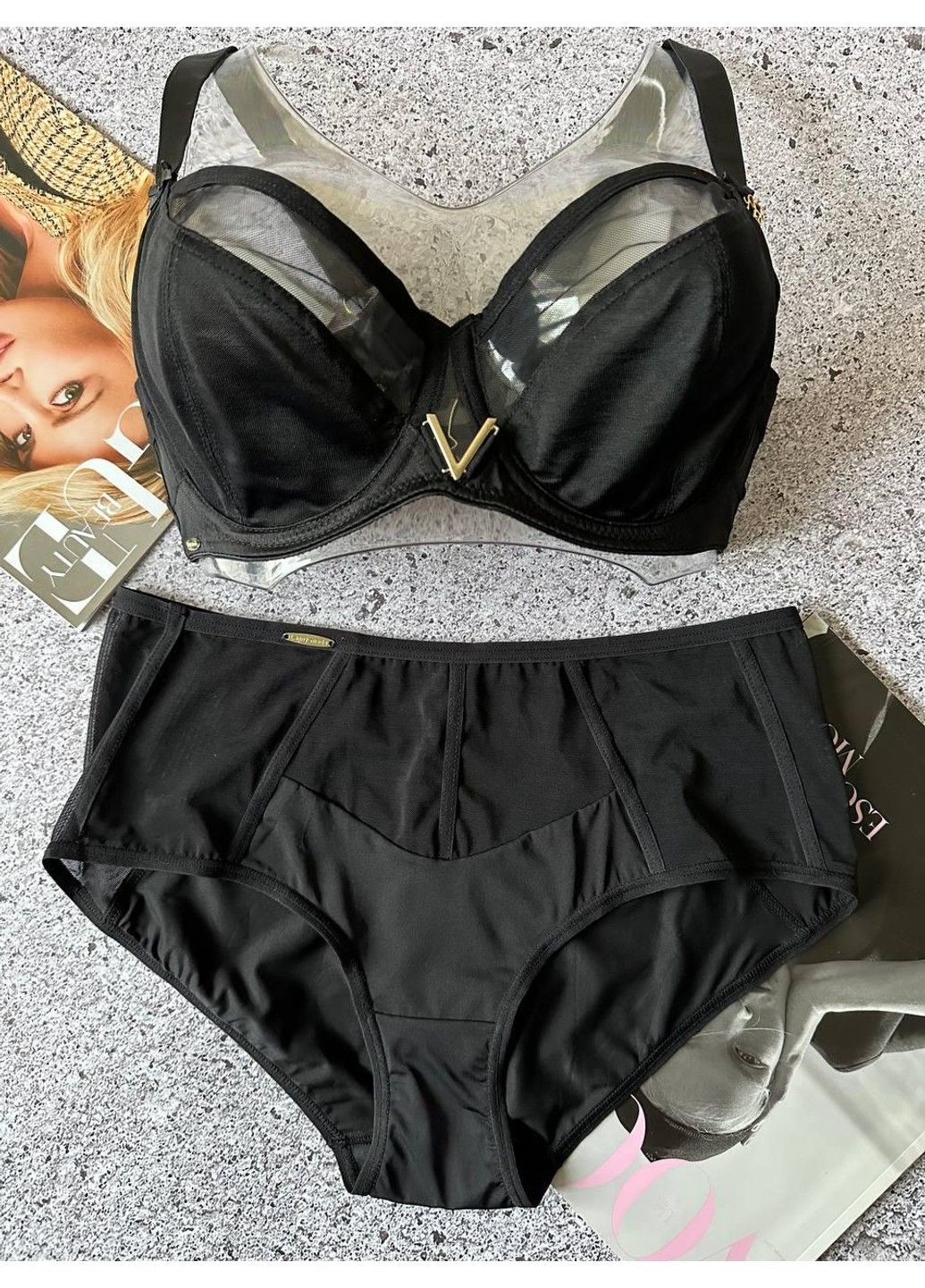 Чорний чорний комплект жіночої білизни Lanny Mode