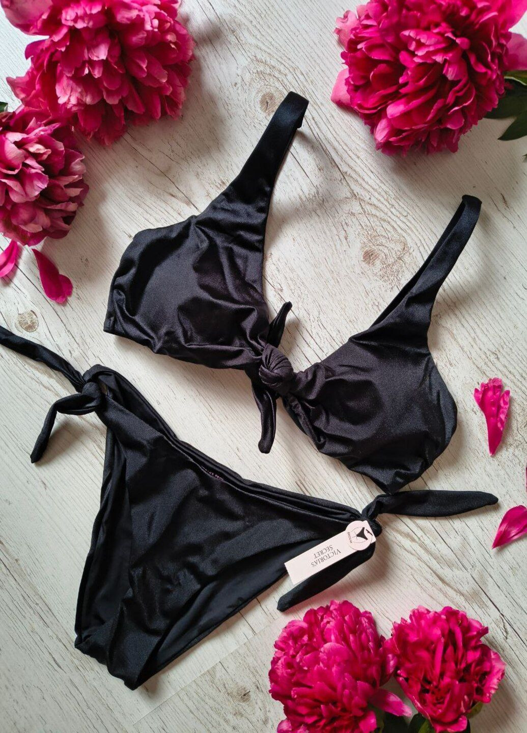 Чорний купальник (топ-трикутники, трусики), роздільний Victoria's Secret Brazilian