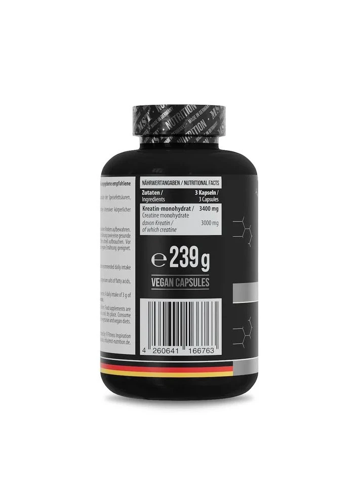 Креатин моногідрат Creatine Monohydrate 3400 мг 180 капсул MST (362971425)