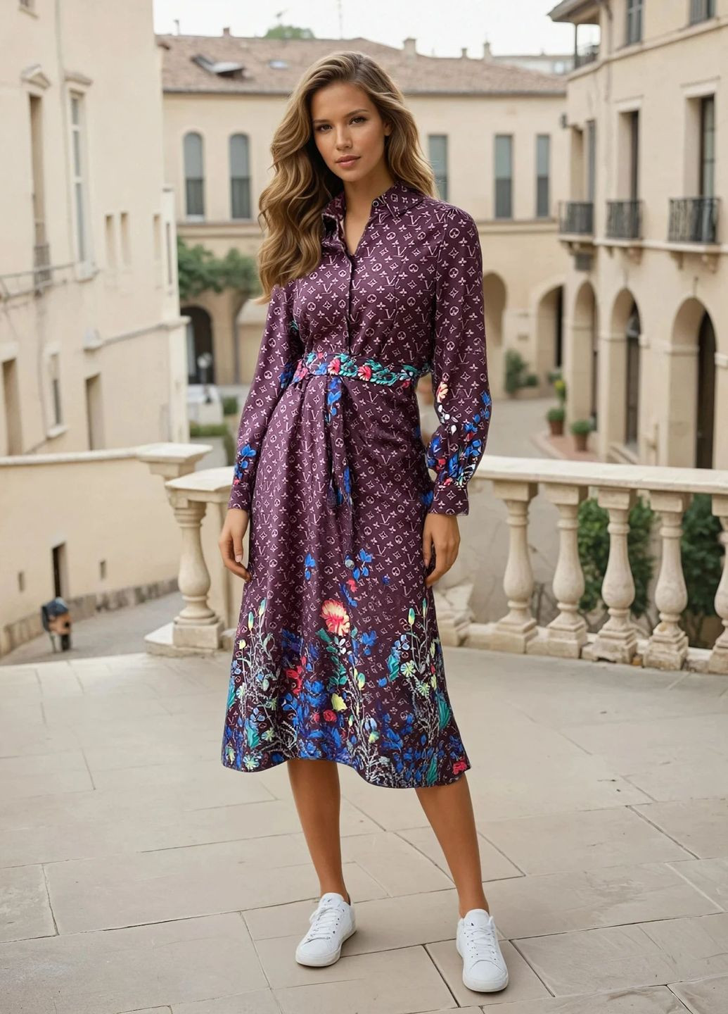 Коричнева вечірня сукня принтова максі коричневий Lowett з квітковим принтом