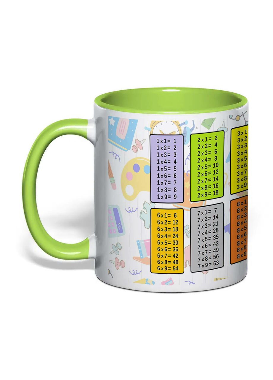Чашка с печатью "Табличка умножения" 330 мл (цвет салатовый) (29231) No Brand (358210607)