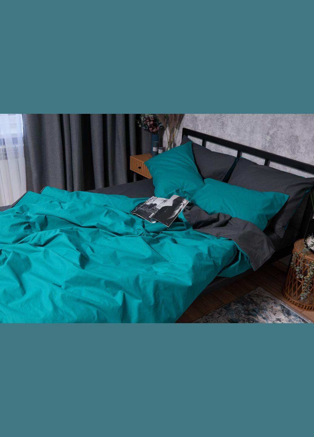 Комплект постільної білизни Бязь Gold Люкс сімейний 143х210х2 наволочки 2х50х70 (MS-820002709) Moon&Star Gray Green (286761834)