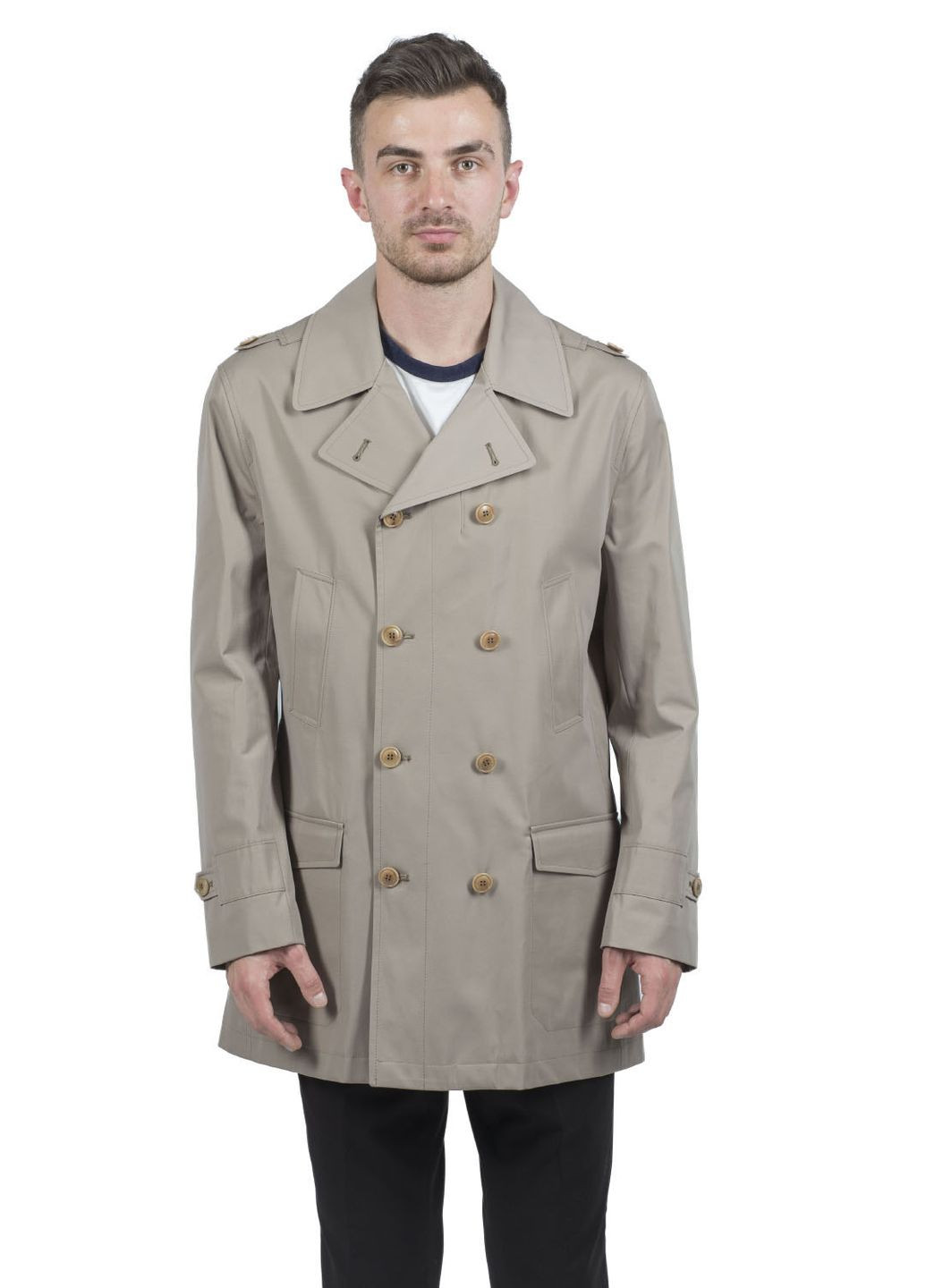 Бежевая демисезонная мужская классическая куртка без утеплителя с английским воротником kuper (, ), 38572 No Brand