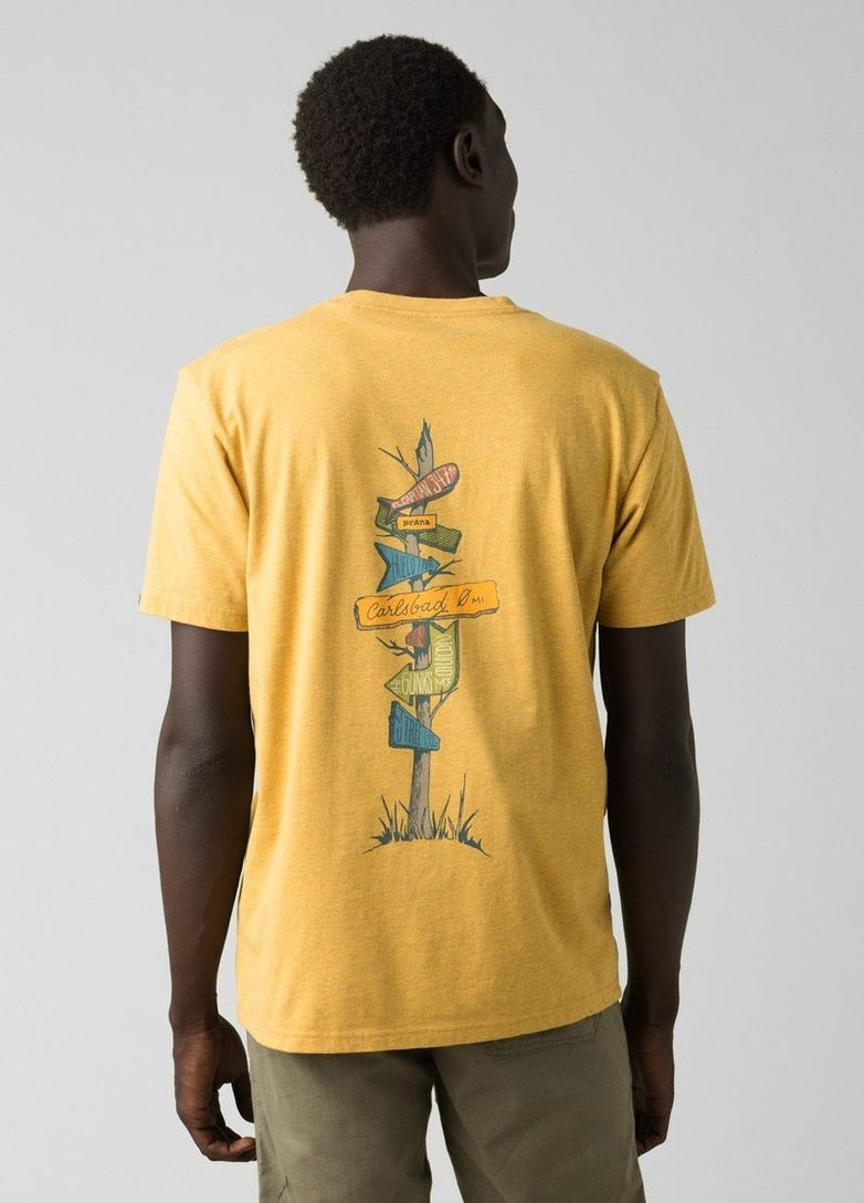 Желтая футболка trail elements t-shirt Prana