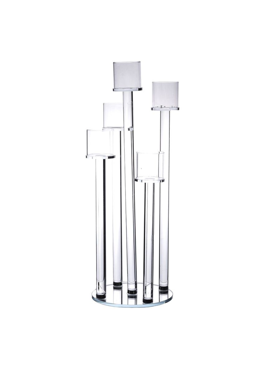 Свічник скляний на 5 свічок підлоговий прозорий для інтер'єру ProDobro (364190895)