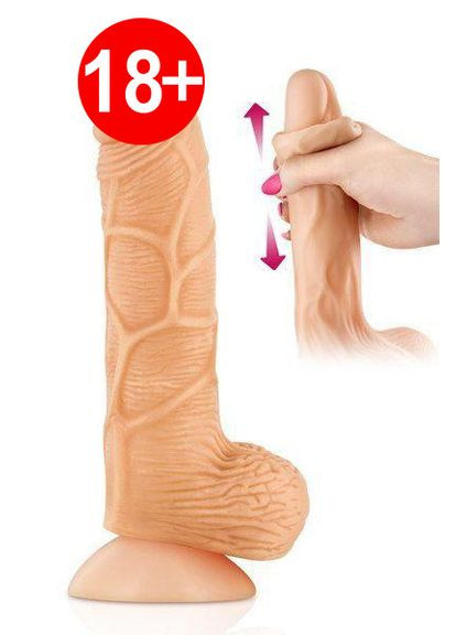 Фалоімітатор із рухомою крайньою плоттю Real Body — Real Brad, діаметр 4 см, TPE No Brand (303886216)