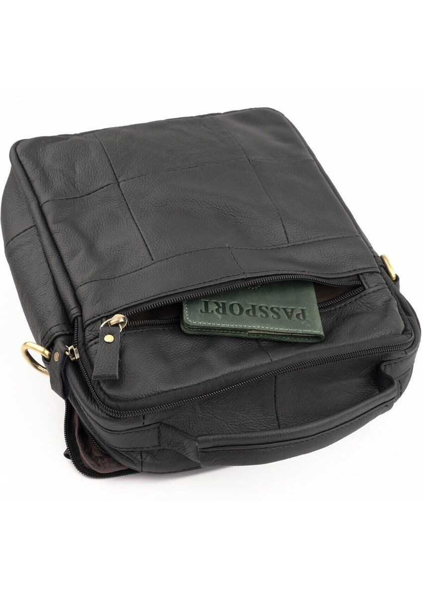 Кожаная сумка кросс боди мужская мессенджер через плечо черная 14763 Vintage (329196675)