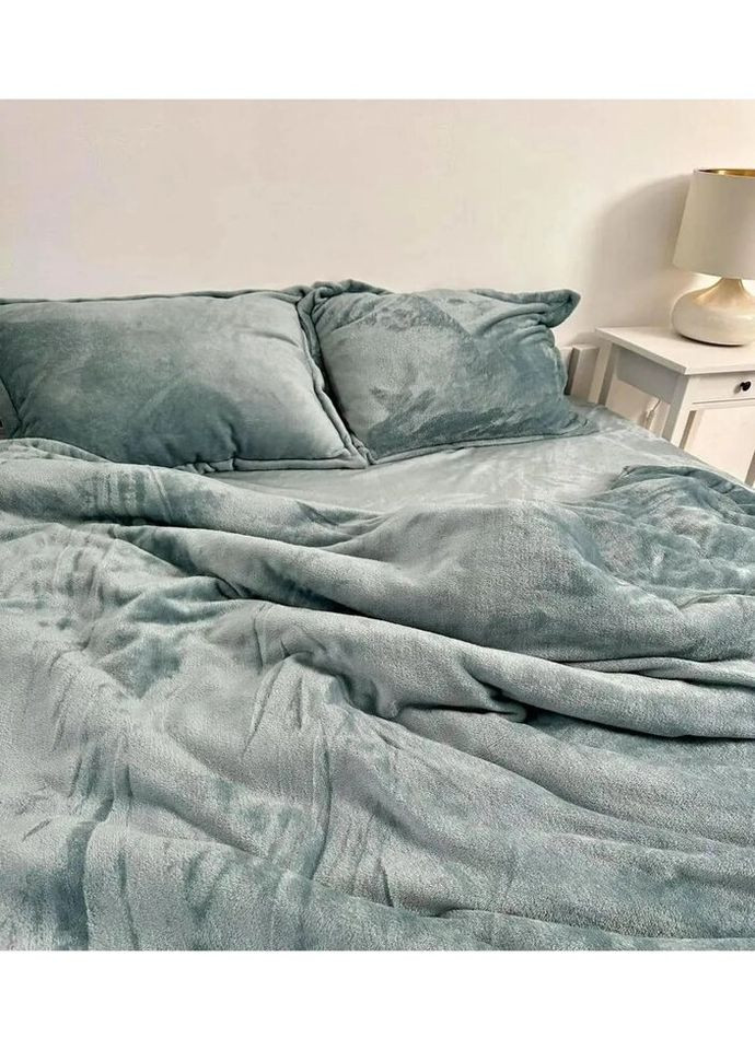 Постільна білизна плюшева євро Home 20842 200х220 см бірюзова DUSHKA (327790642)
