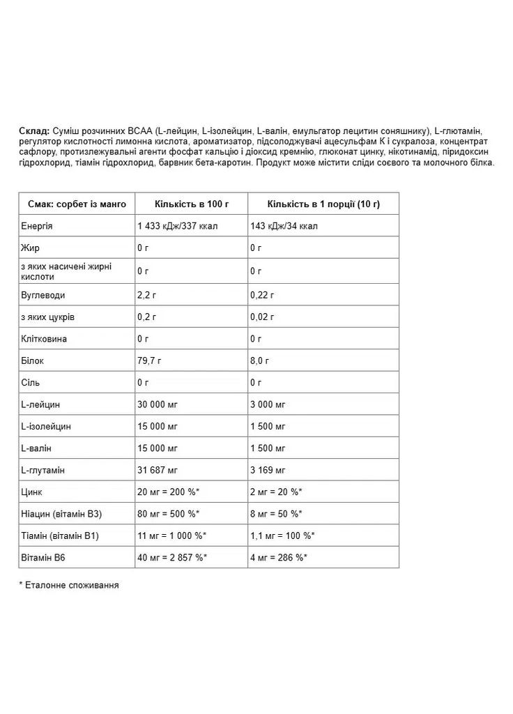 Амінокислоти BCAA 2:1:1 Манговий сорбет 400 г Nutrend (361117306)