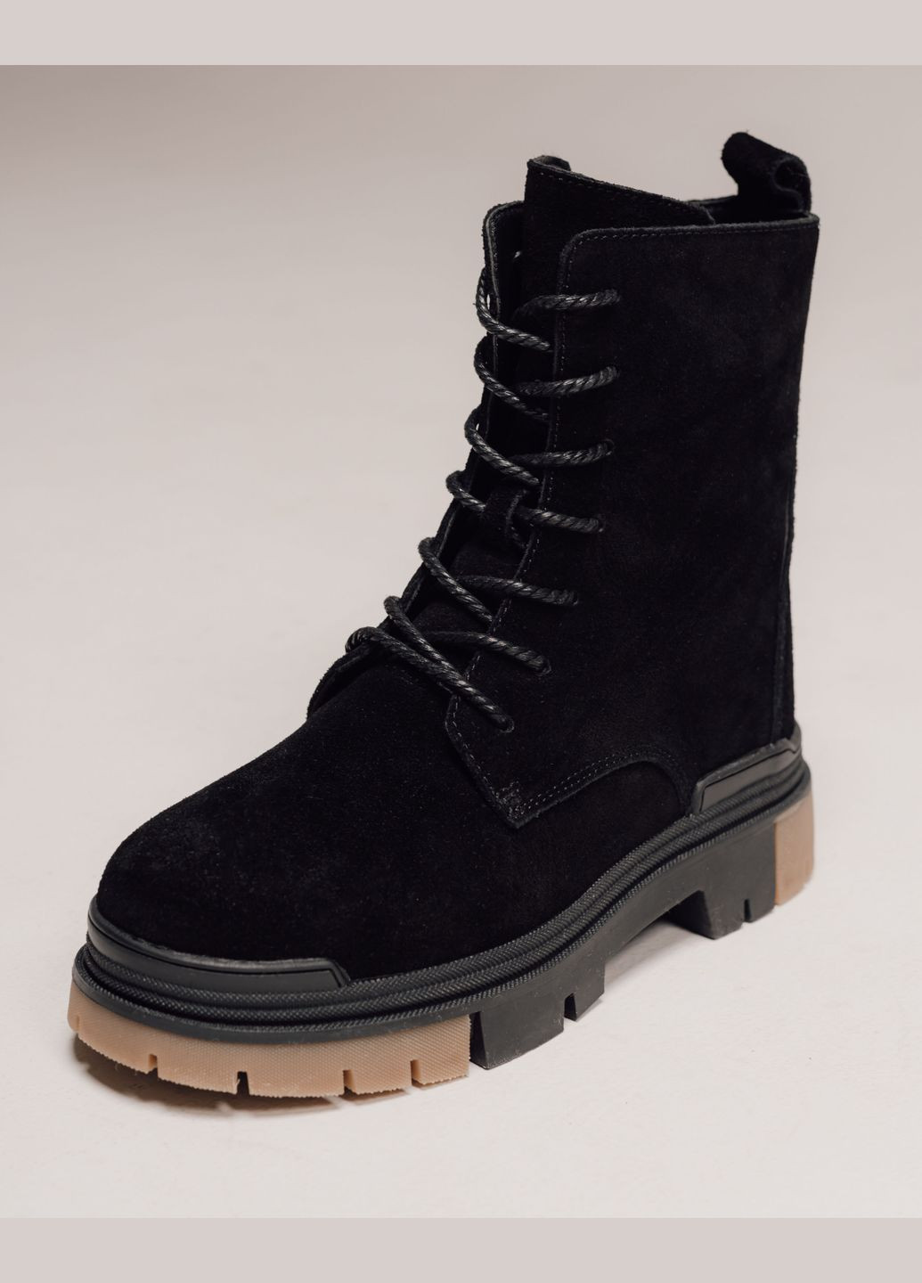 Зимние ботинки высокие зимние черные замша шерсть Lola Andy из натуральной замши