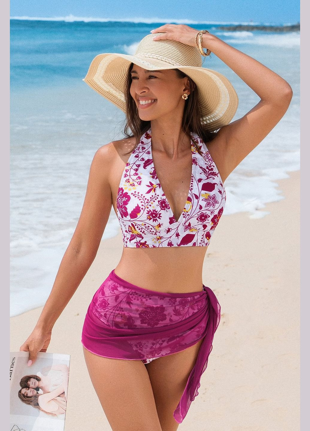 Белый летний купальник (купальный лиф, плавки, парео) CUPSHE