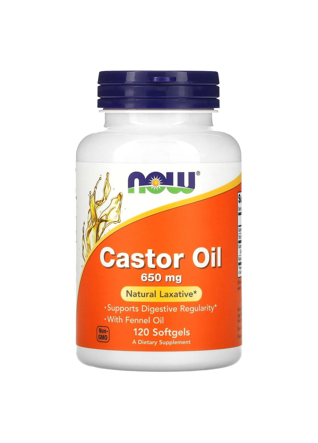 Касторовое масло, Castor Oil,, 650 мг, 120 гелевых капсул Now Foods (351384901)