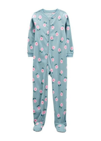 Блакитна зимня чоловічок сліп флісовий carters квіти комбінезон George