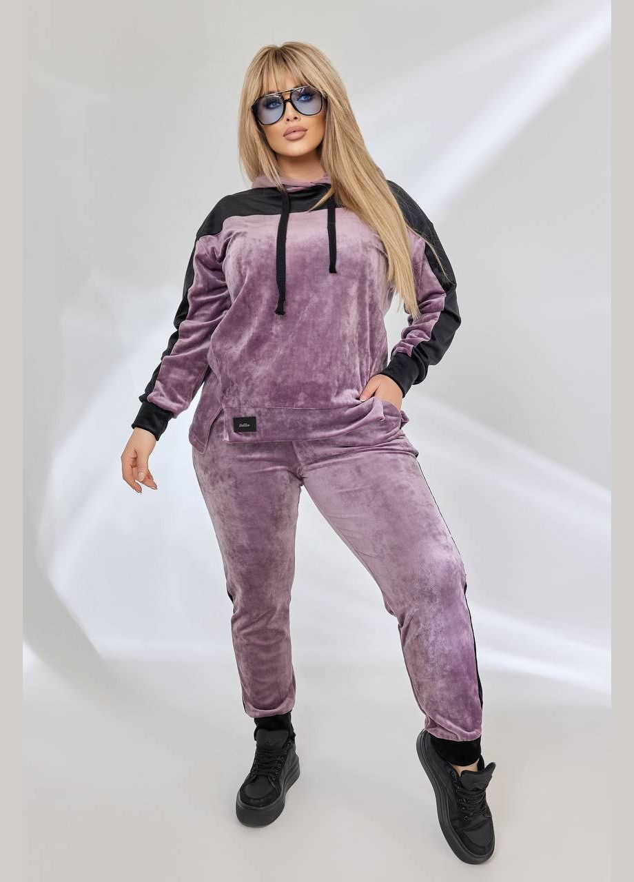 Женский велюровый костюм цвет лиловый р.50/52 451608 New Trend (282926410)